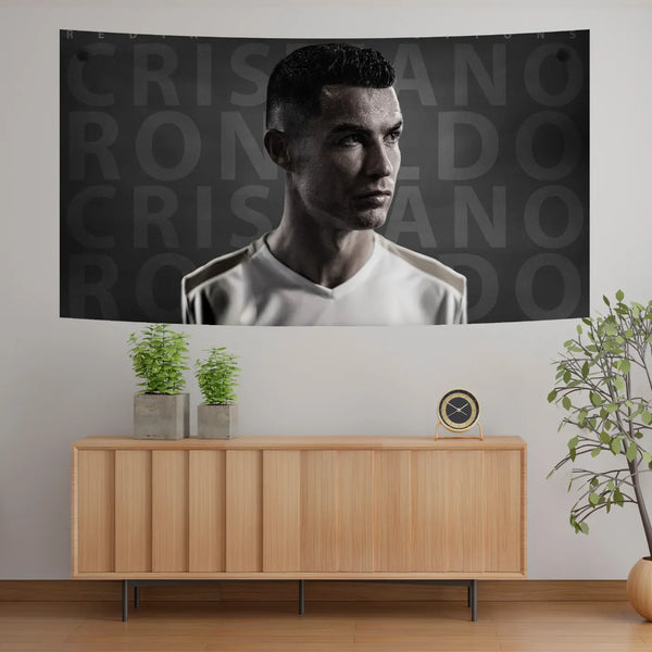 Cristiano Ronaldo Monochrome Power Look Tapestry