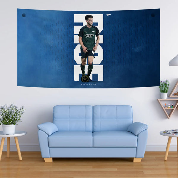 Declan Rice Arsenal Blue Stance Tapestry
