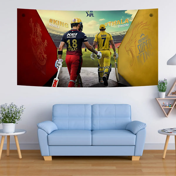 Kohli vs Dhoni IPL Legends Walk-In Tapestry