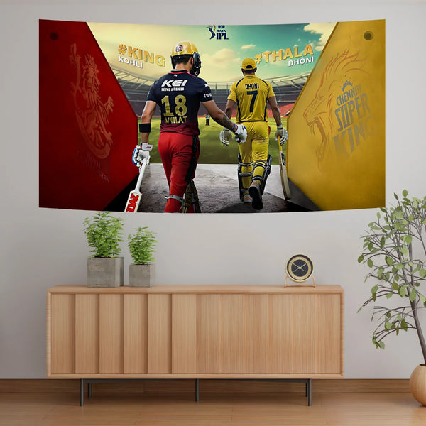 Kohli vs Dhoni IPL Legends Walk-In Tapestry