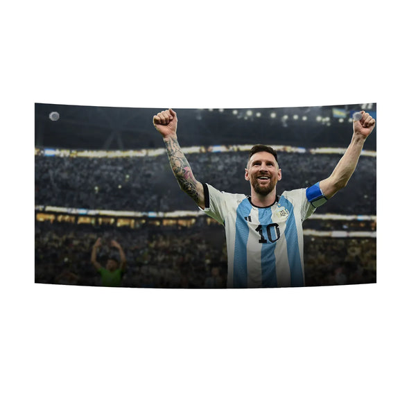 Lionel Messi Argentina Victory Pose Tapestry