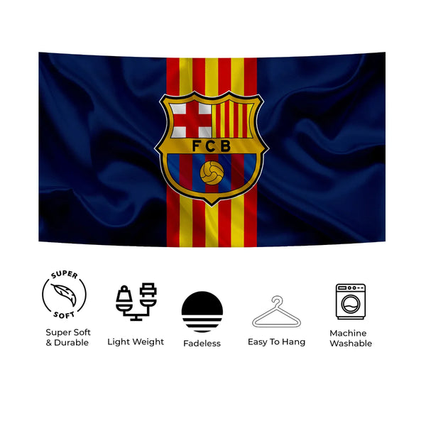 Barça Satin Stripes Crest Tapestry