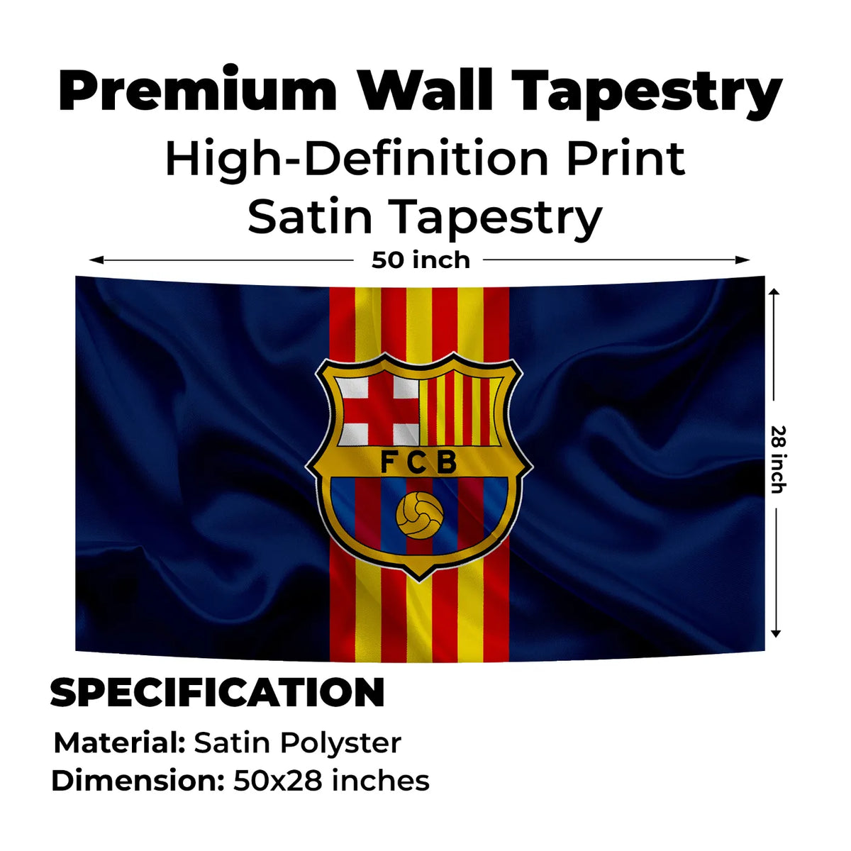 Barça Satin Stripes Crest Tapestry