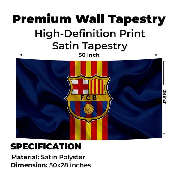 Barça Satin Stripes Crest Tapestry