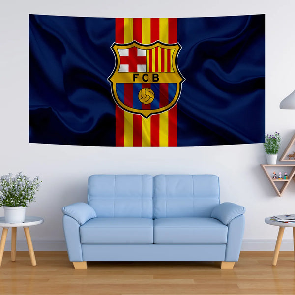 Barça Satin Stripes Crest Tapestry