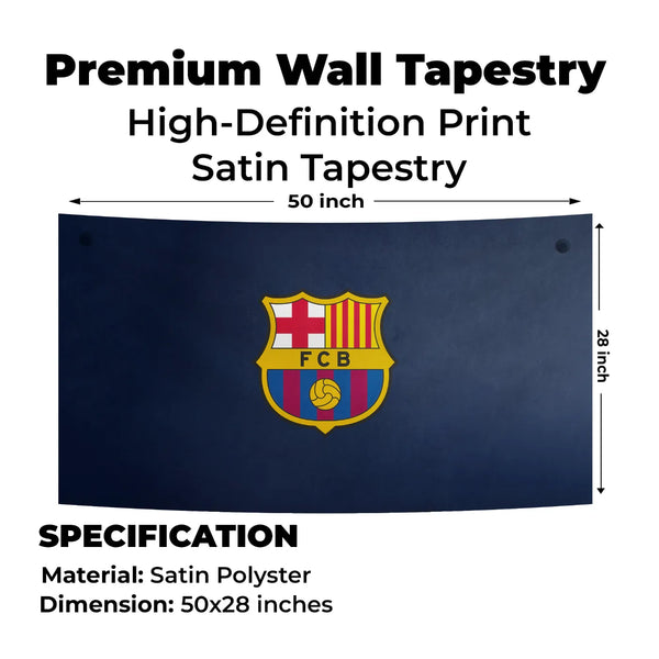 Barça Navy Heritage Crest Tapestry