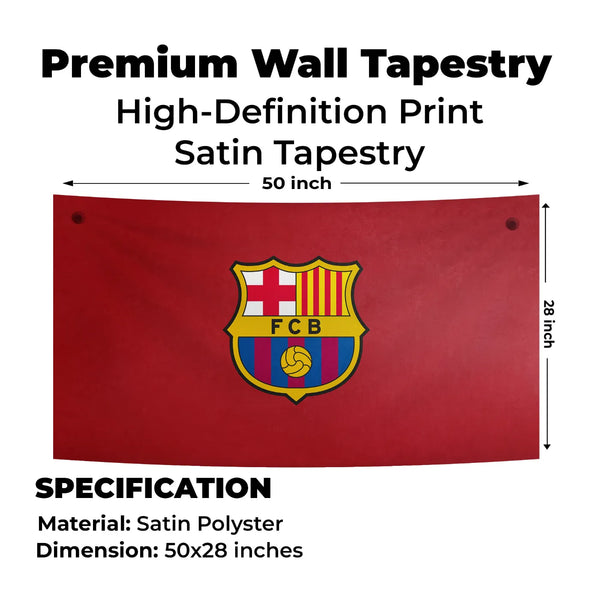 Blaugrana Passion Red Crest Tapestry