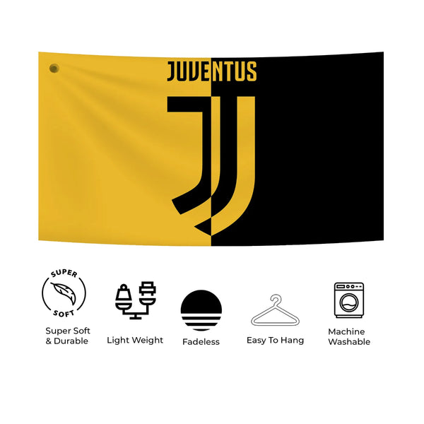 Half Black Half Gold Juventus Art Tapestry