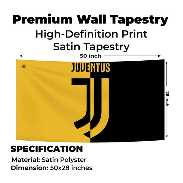 Half Black Half Gold Juventus Art Tapestry