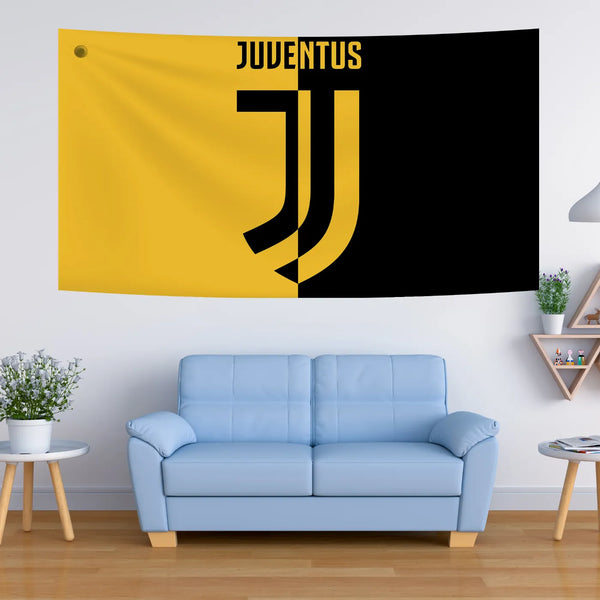 Half Black Half Gold Juventus Art Tapestry
