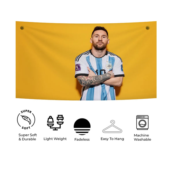Messi Attitude Portrait Tapestry