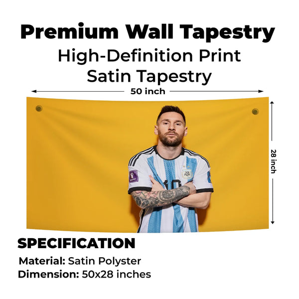 Messi Attitude Portrait Tapestry