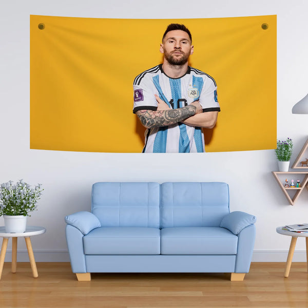 Messi Attitude Portrait Tapestry