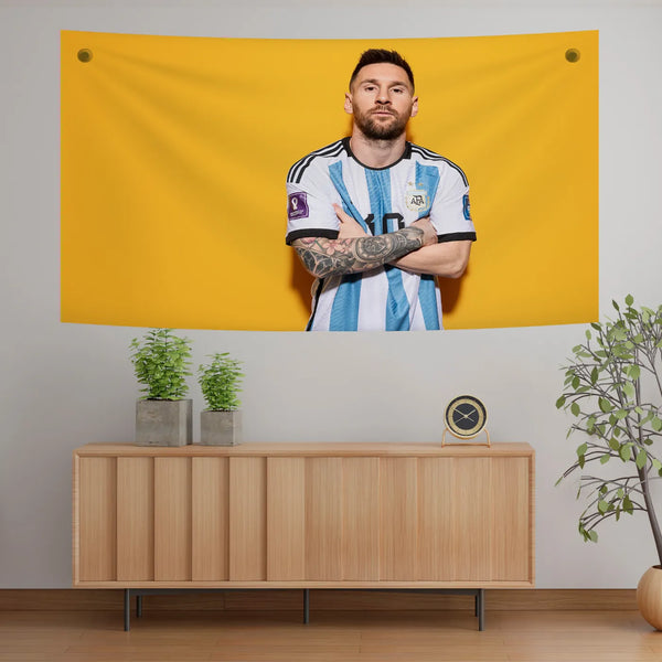 Messi Attitude Portrait Tapestry