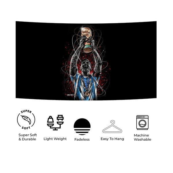 Messi World Cup Champion Tapestry