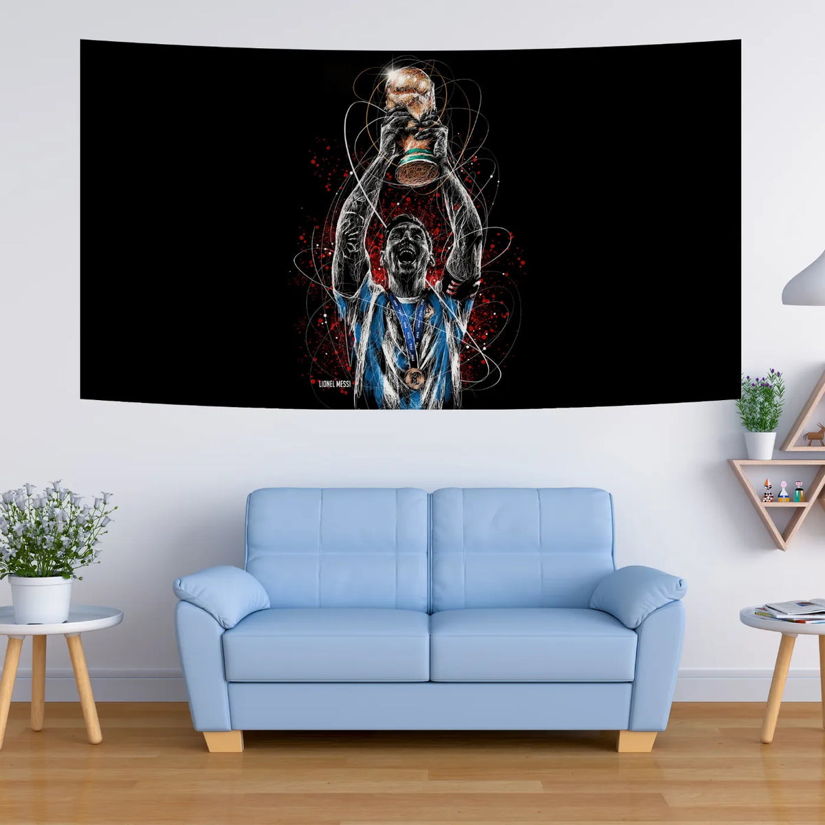 Messi World Cup Champion Tapestry