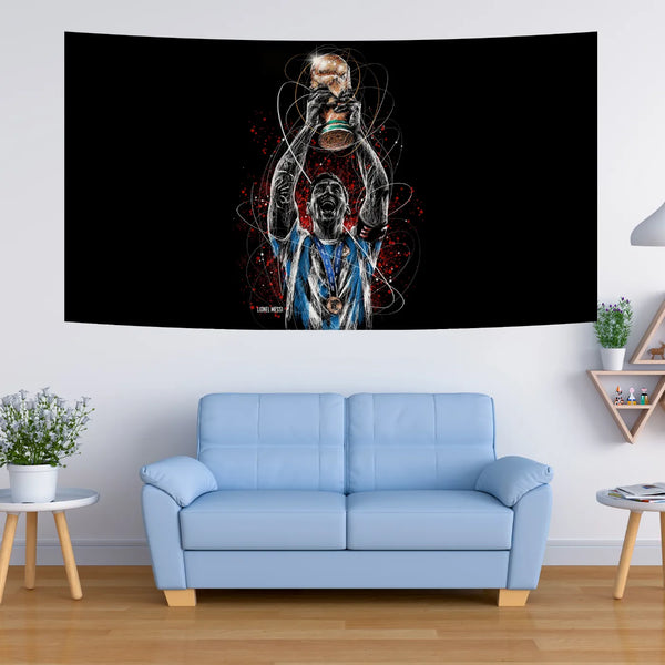 Messi World Cup Champion Tapestry