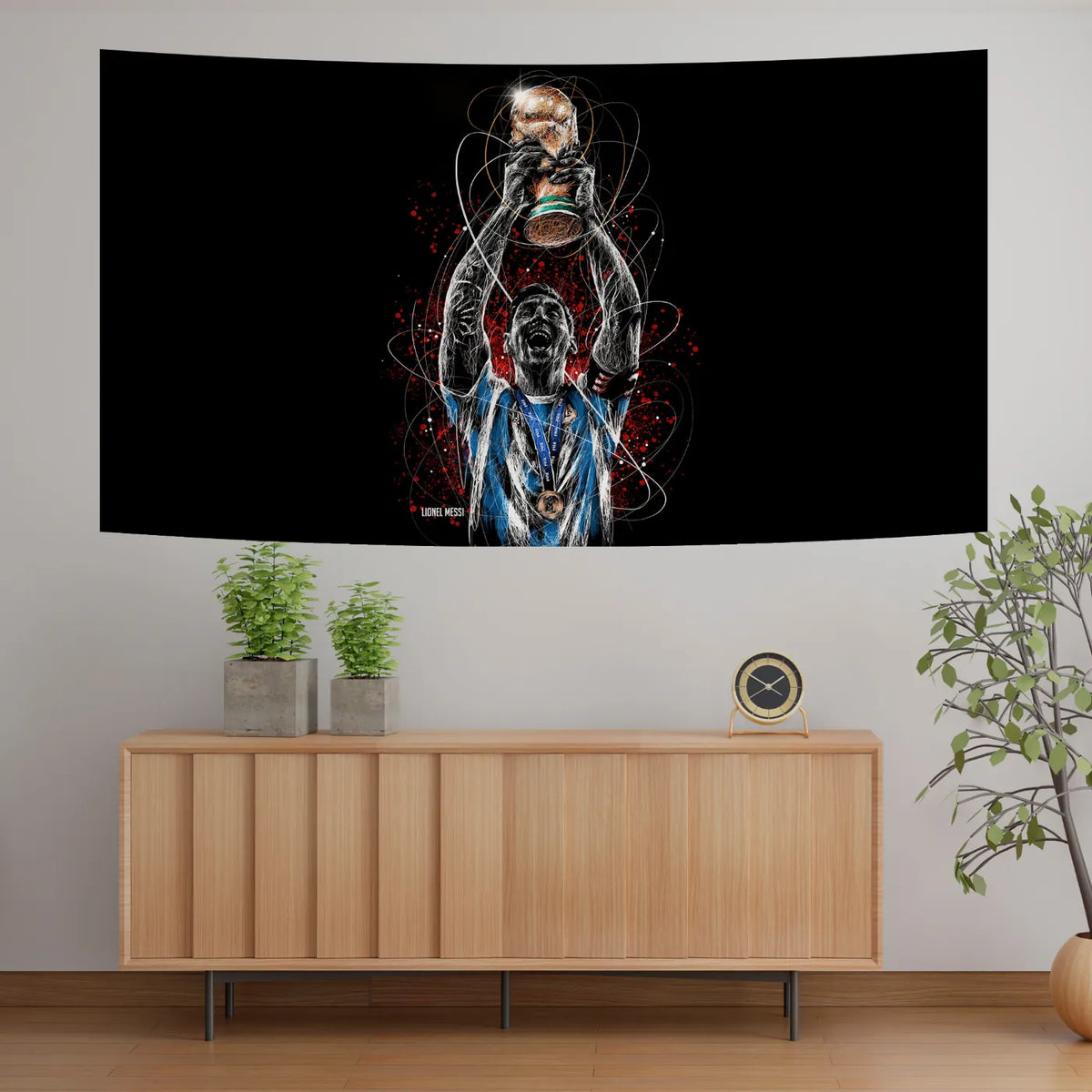 Messi World Cup Champion Tapestry