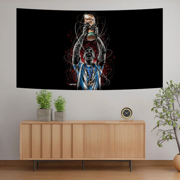 Messi World Cup Champion Tapestry