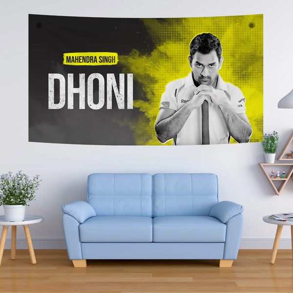 Intense Dhoni Portrait Tapestry