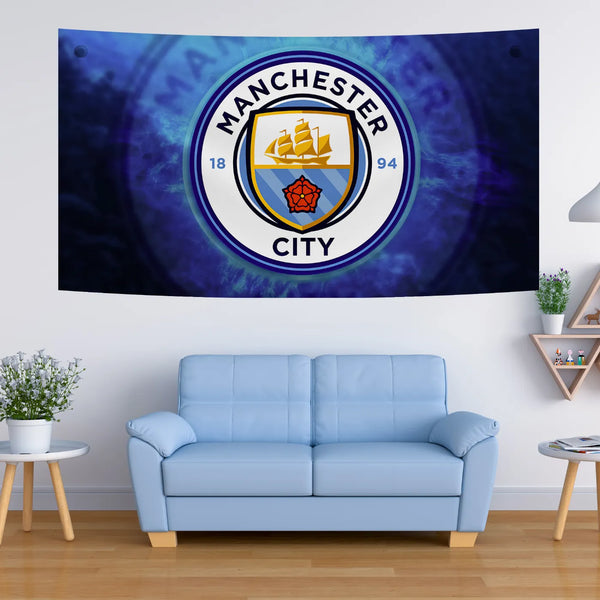 Man City Lightning Aura Tapestry