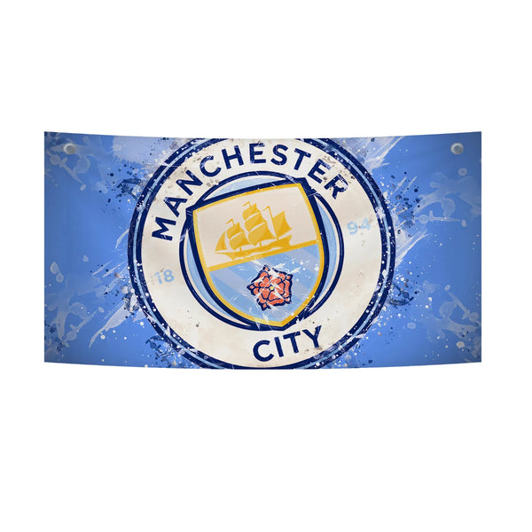 Splash Art Manchester City Logo Tapestry