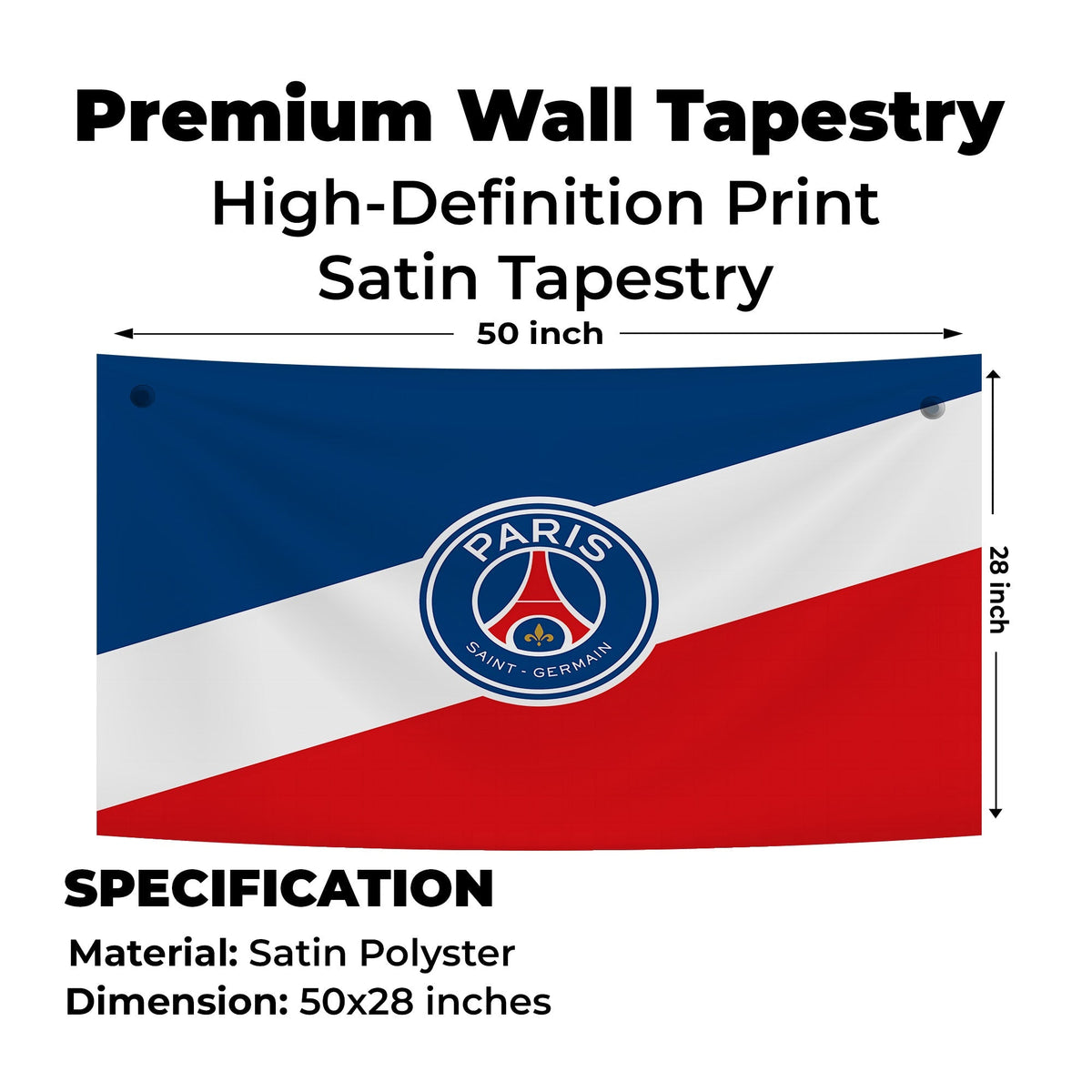 Tri-Color PSG Fan Flag Tapestry