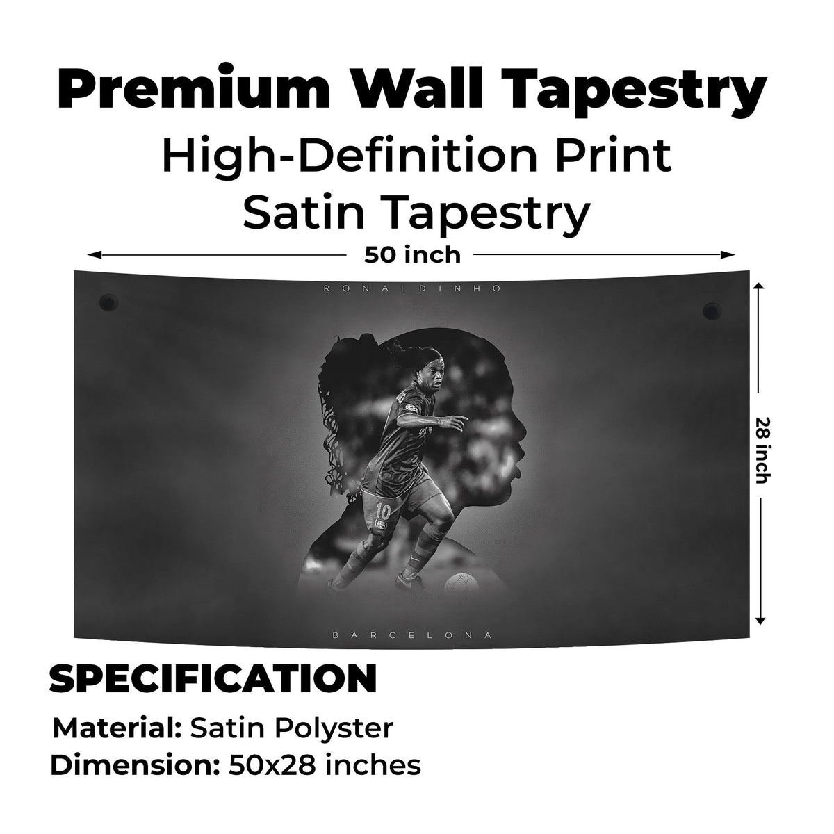 Ronaldinho Barcelona Silhouette Tapestry