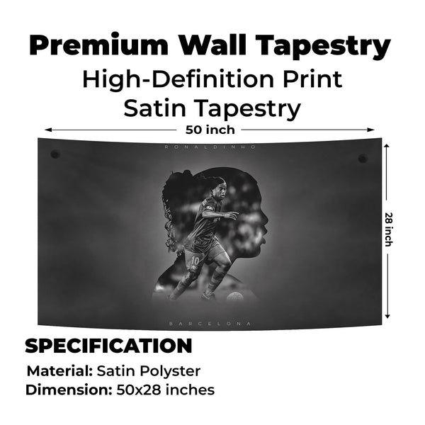 Ronaldinho Barcelona Silhouette Tapestry