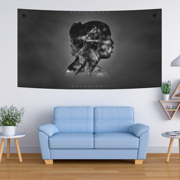 Ronaldinho Barcelona Silhouette Tapestry