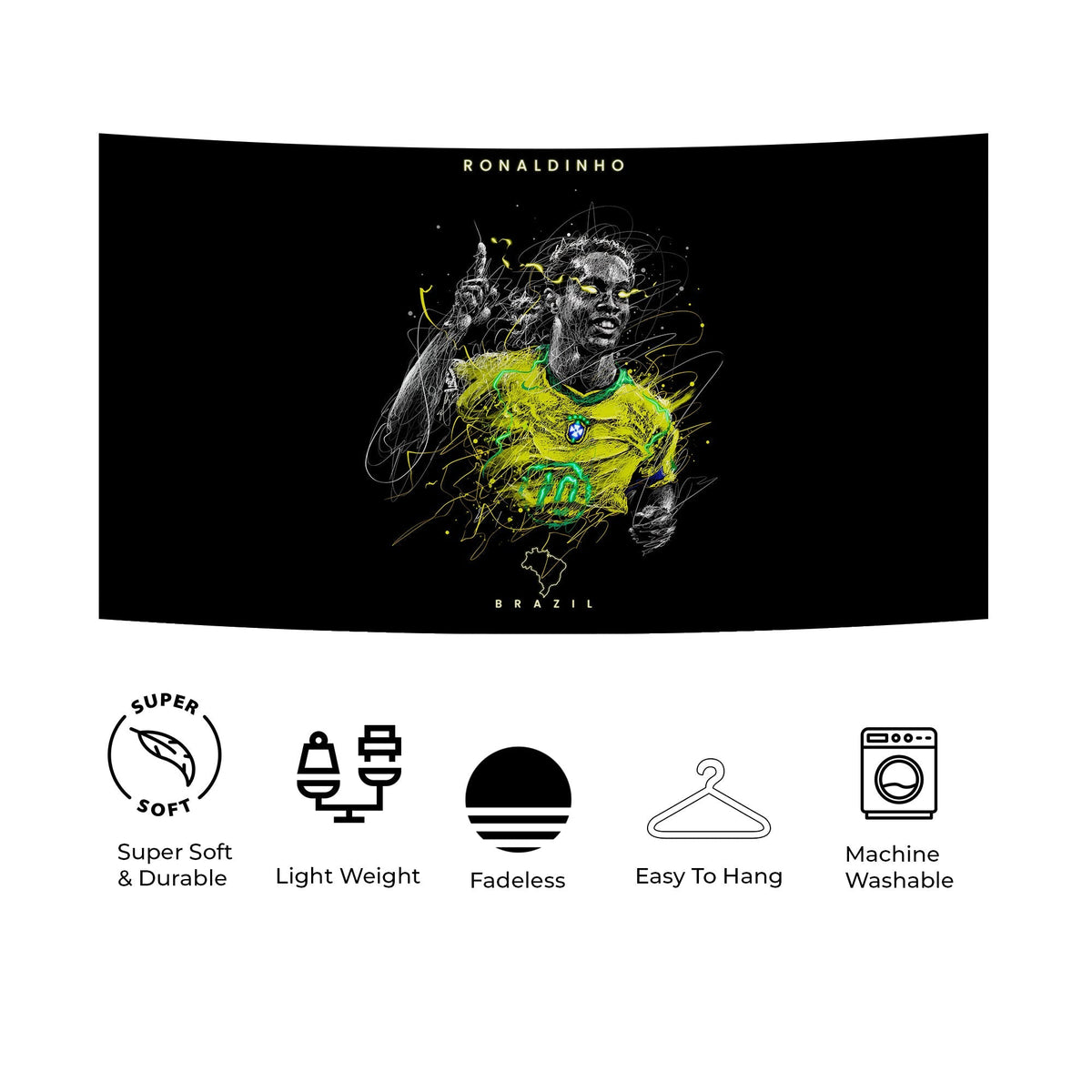Ronaldinho Neon Brazil Sketch Tapestry