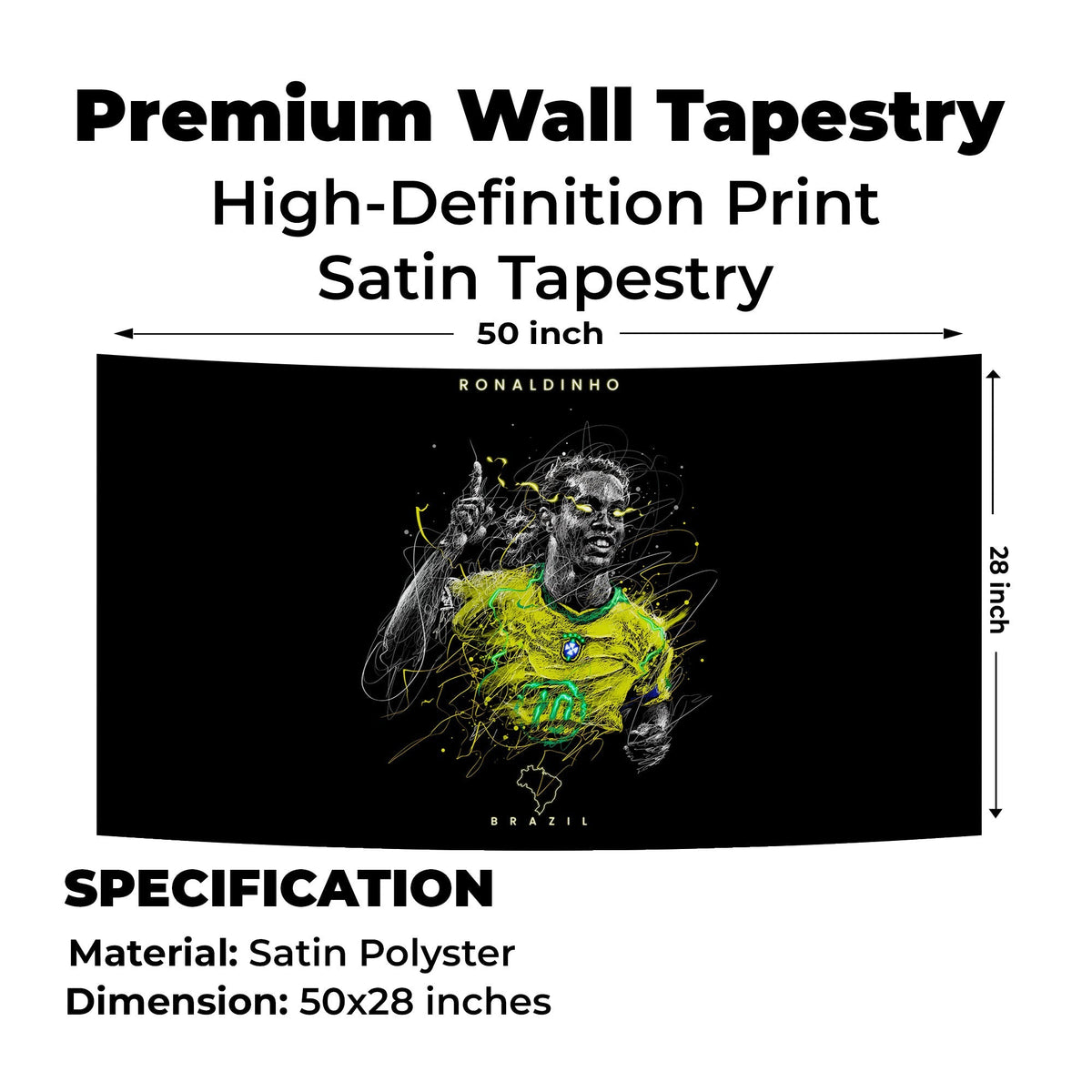 Ronaldinho Neon Brazil Sketch Tapestry