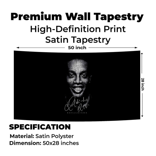 Ronaldinho Word Art Face Tapestry
