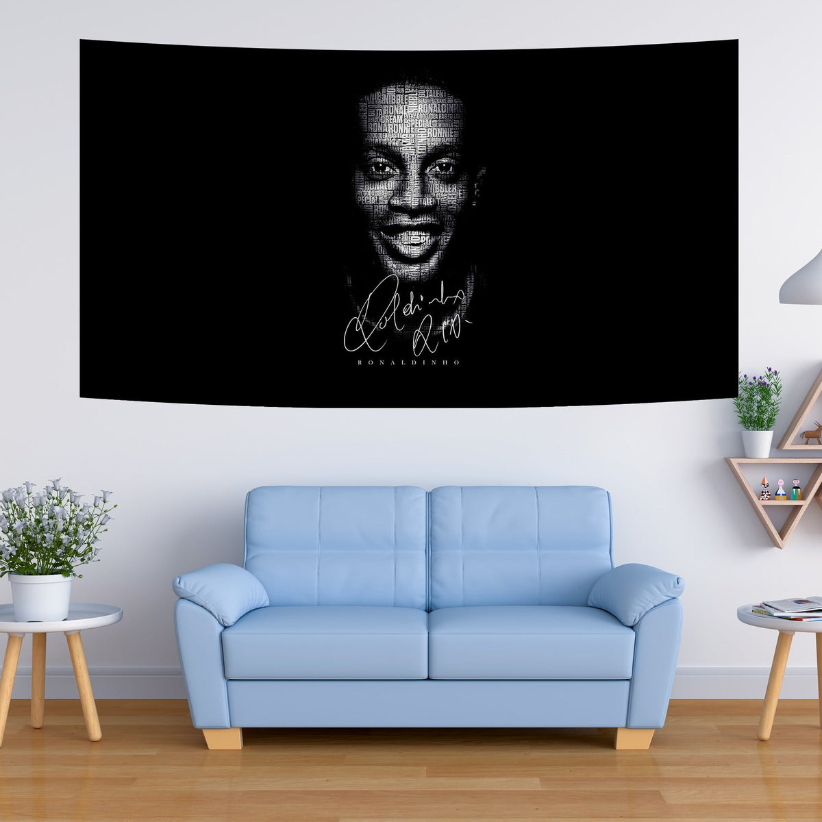 Ronaldinho Word Art Face Tapestry