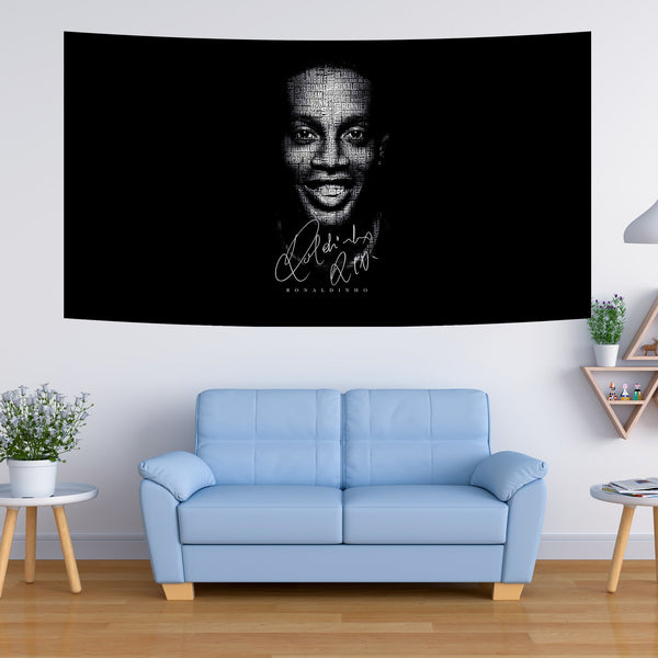 Ronaldinho Word Art Face Tapestry