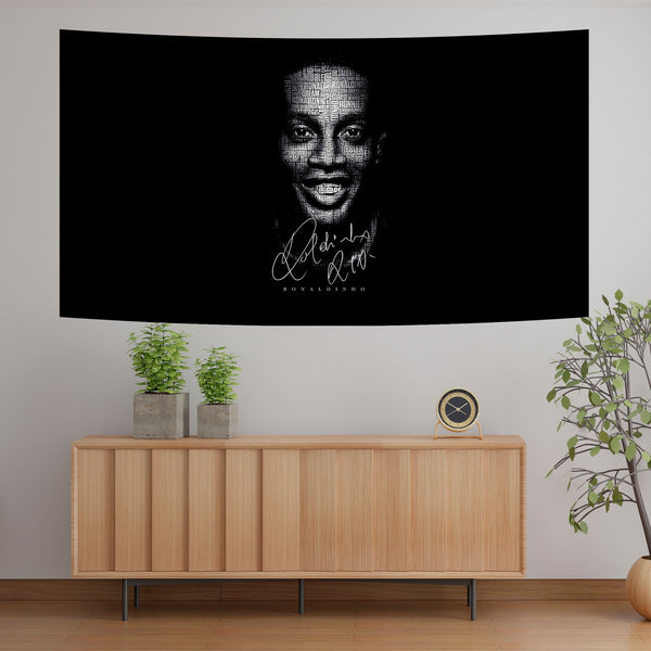 Ronaldinho Word Art Face Tapestry