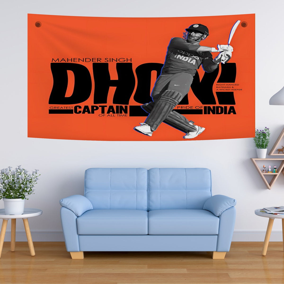 MS Dhoni Orange Power Tapestry