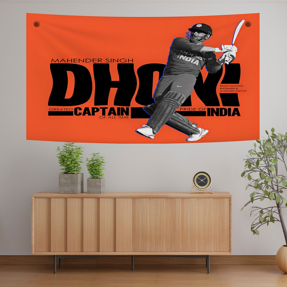 MS Dhoni Orange Power Tapestry