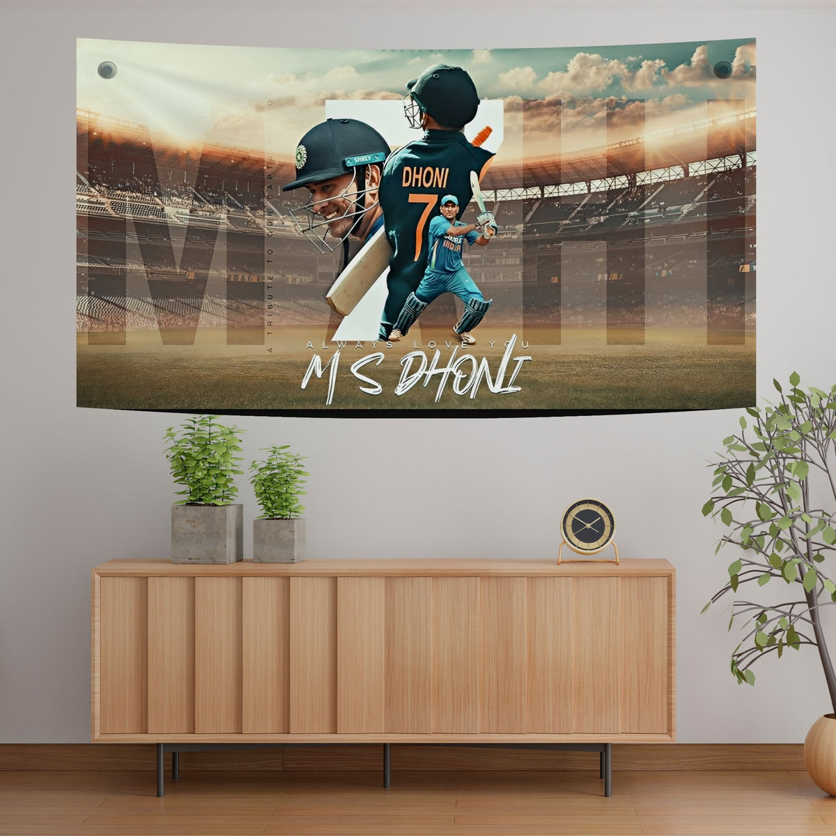 MS Dhoni Legacy Collage Tapestry
