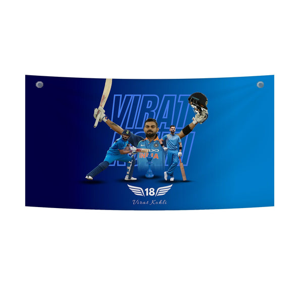 Virat Kohli 18 King Blue Tapestry