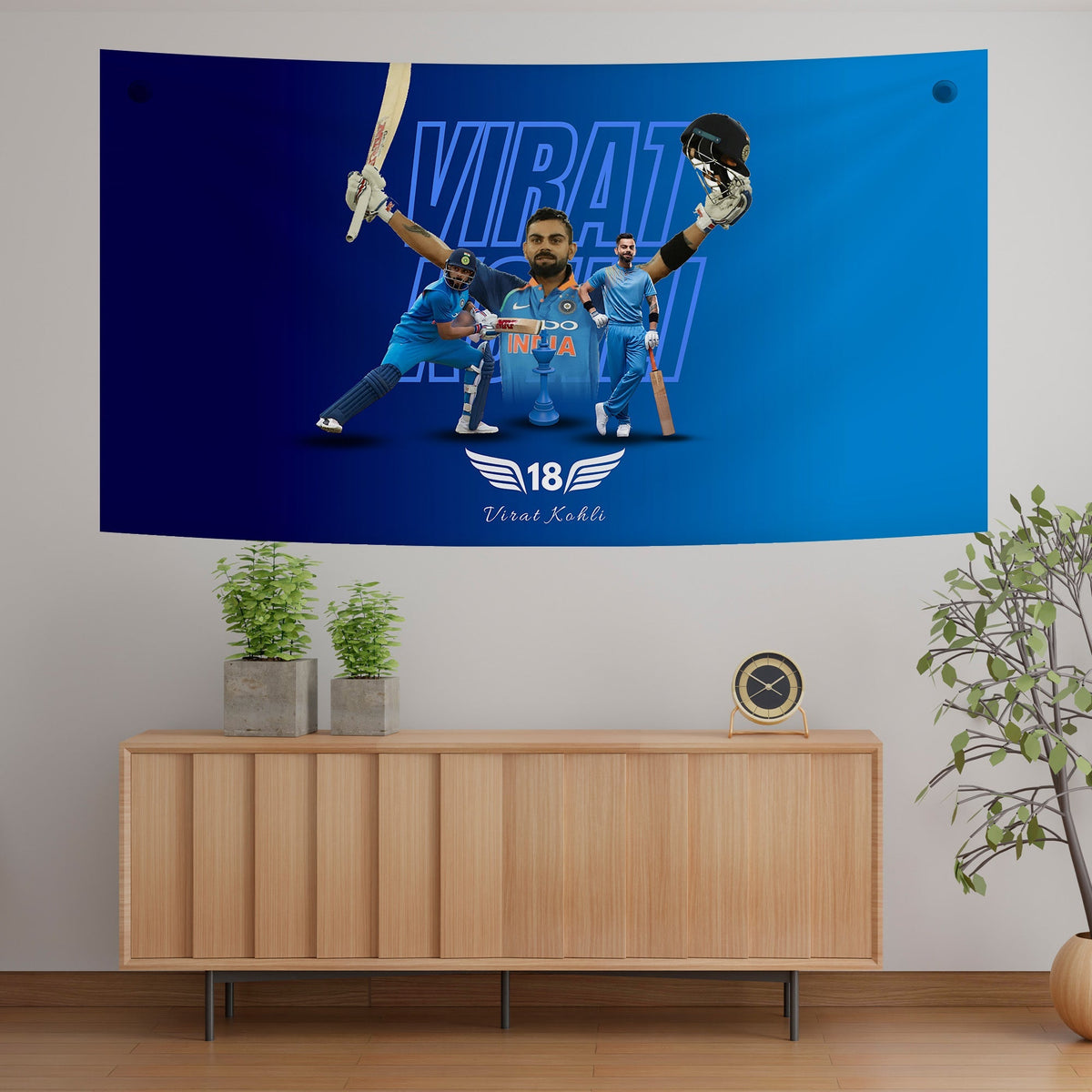 Virat Kohli 18 King Blue Tapestry