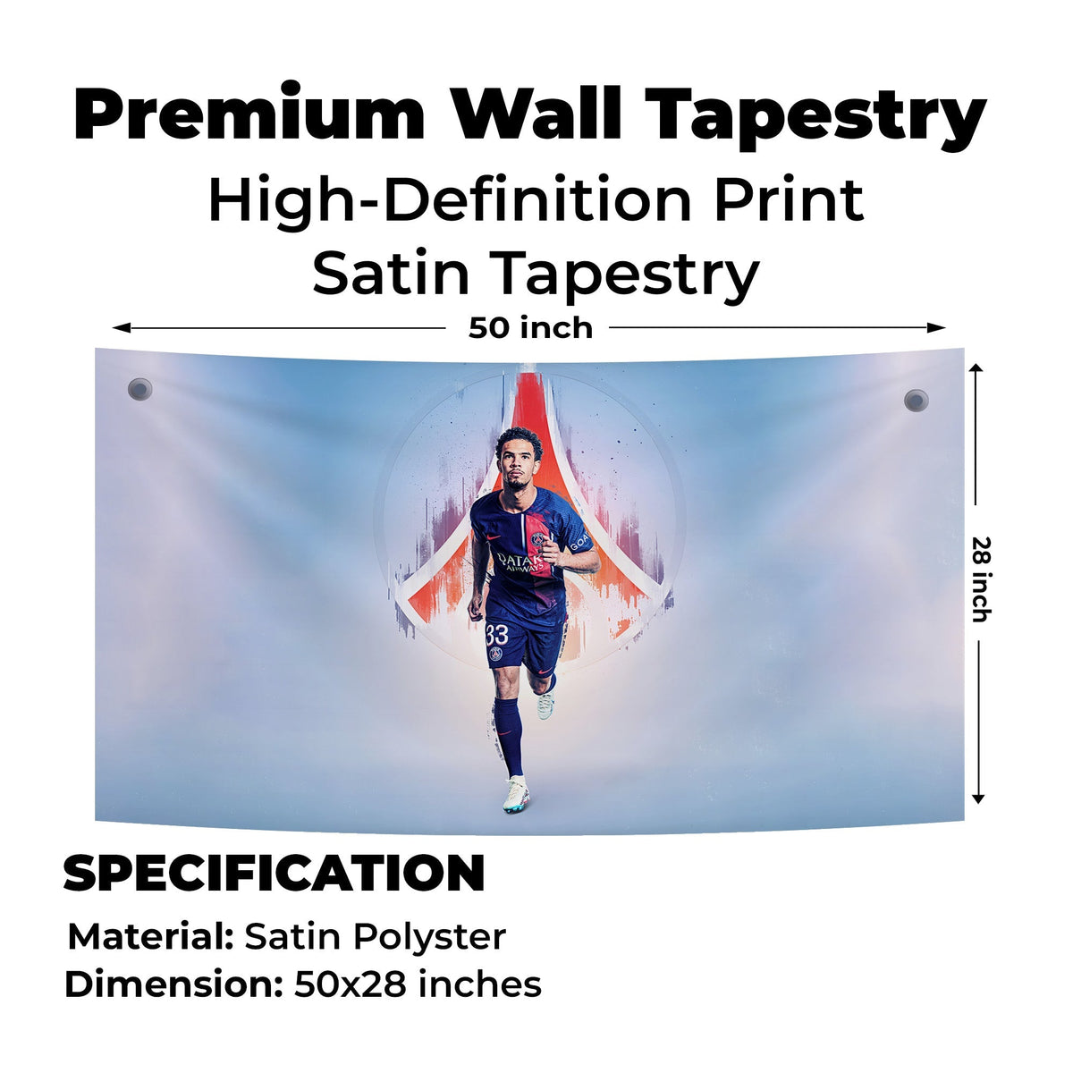 PSG Footballer Abstract Motion Tapestry