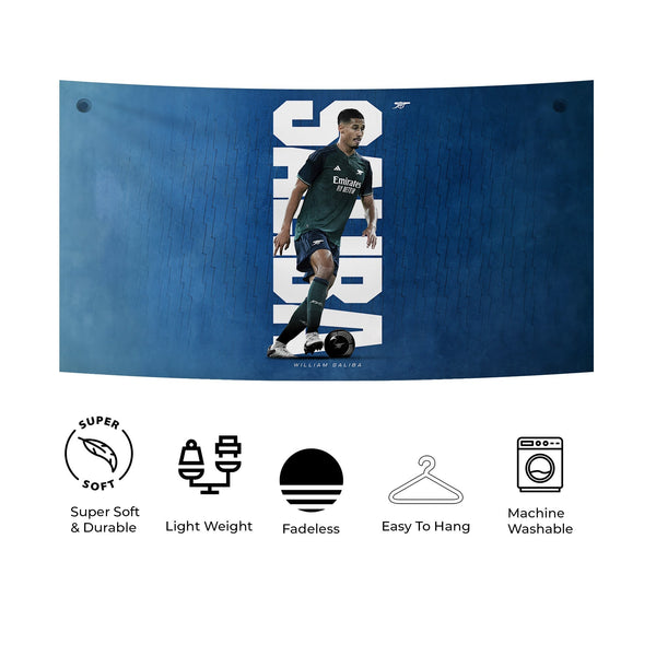 William Saliba Arsenal Action Tapestry