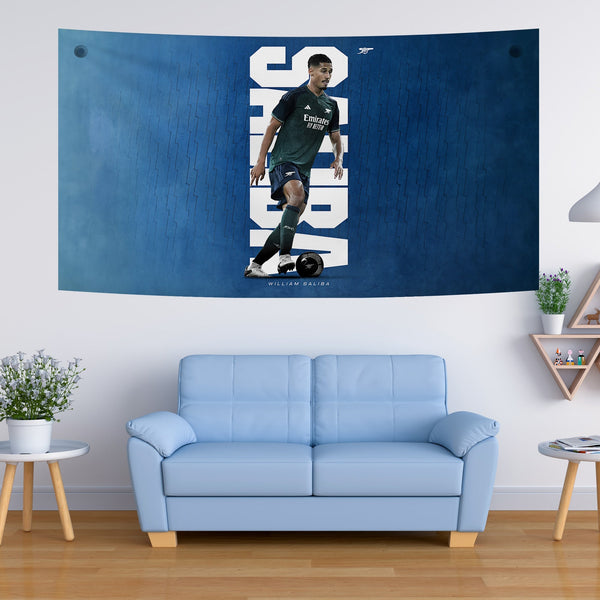 William Saliba Arsenal Action Tapestry
