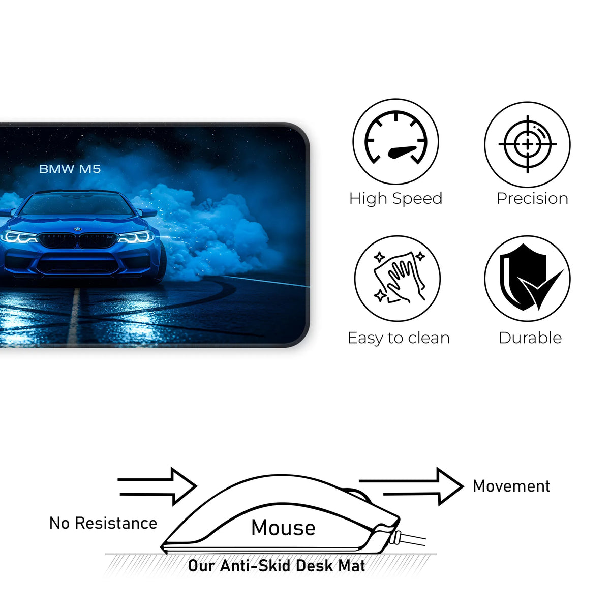 BMW M5 Blue Night Drift Performance Deskmat