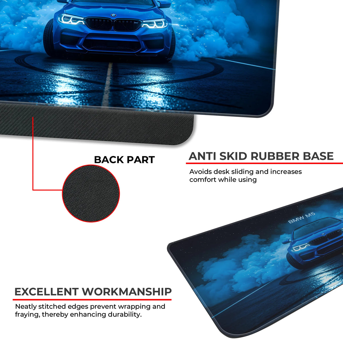 BMW M5 Blue Night Drift Performance Deskmat