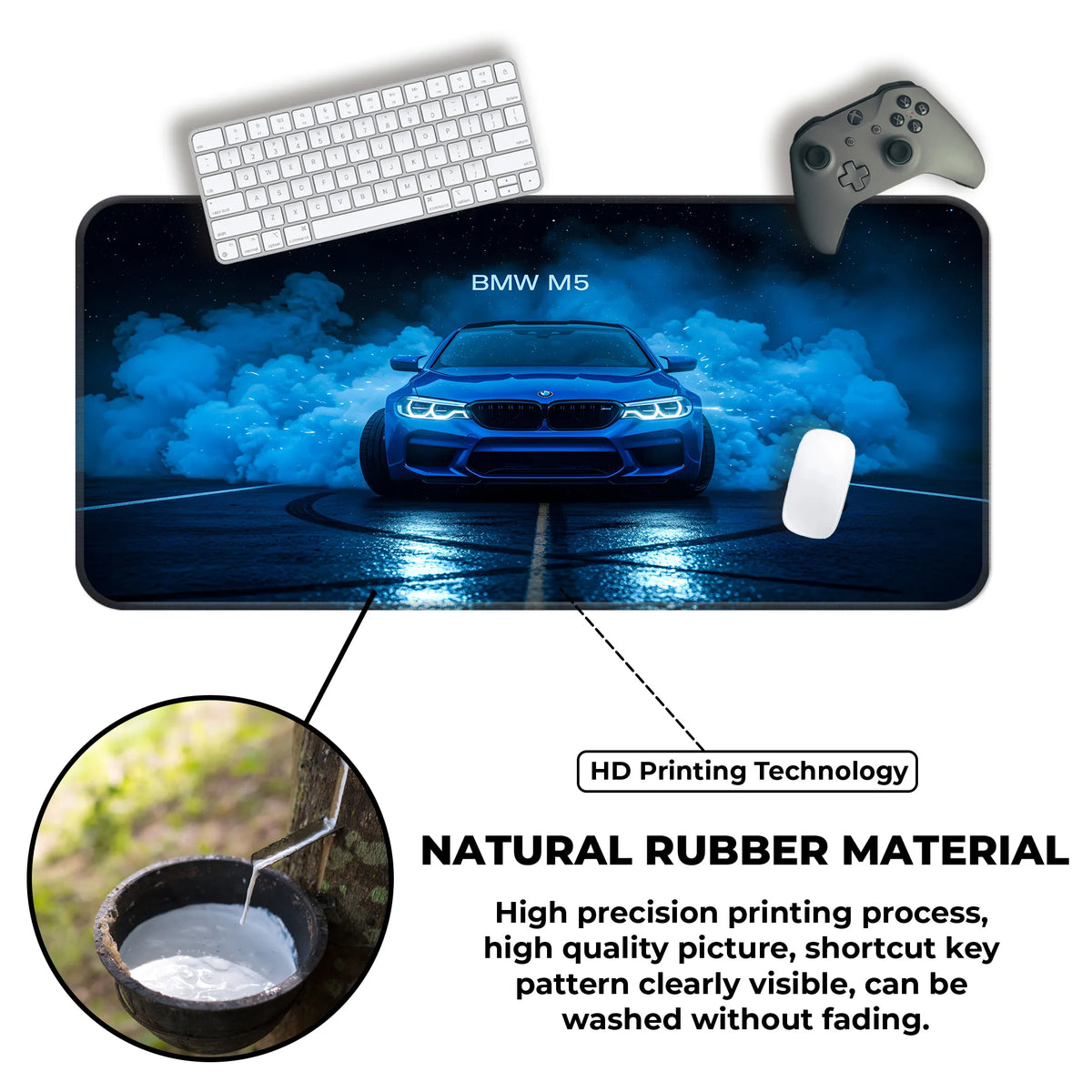 BMW M5 Blue Night Drift Performance Deskmat