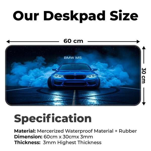 BMW M5 Blue Night Drift Performance Deskmat