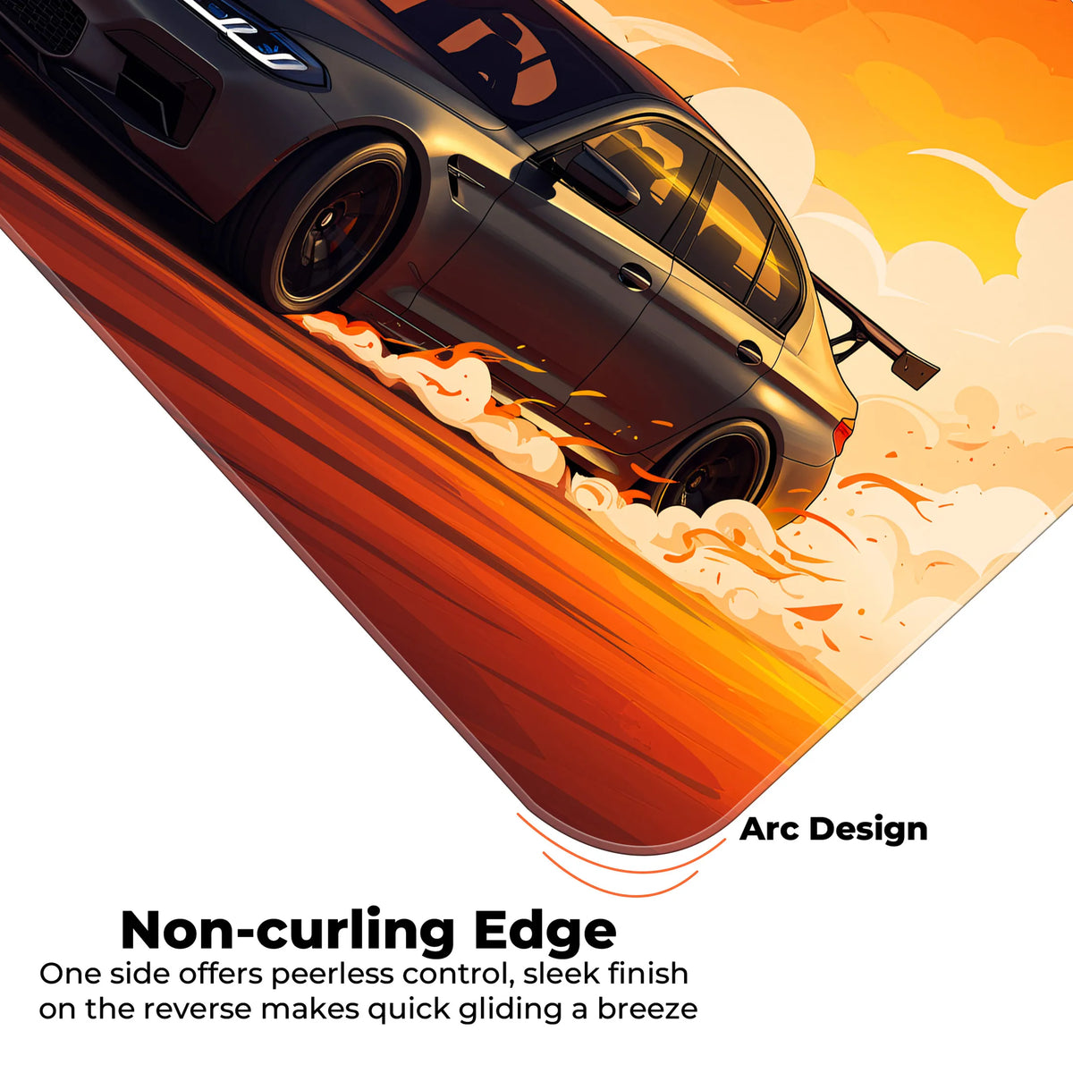 BMW M5 Orange Sunset Drift Racing Deskmat
