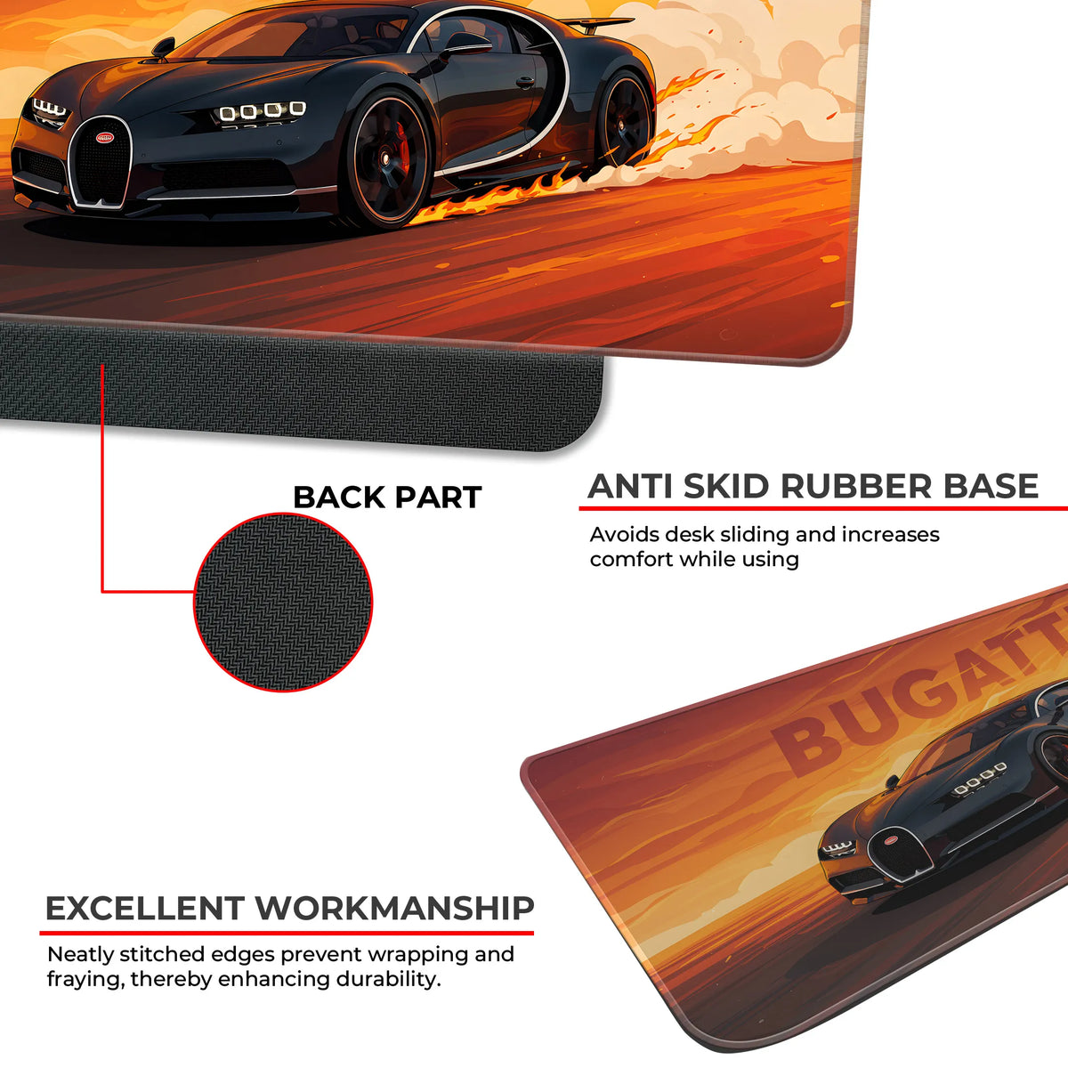 Bugatti Supercar Drift Black Edition Deskmat